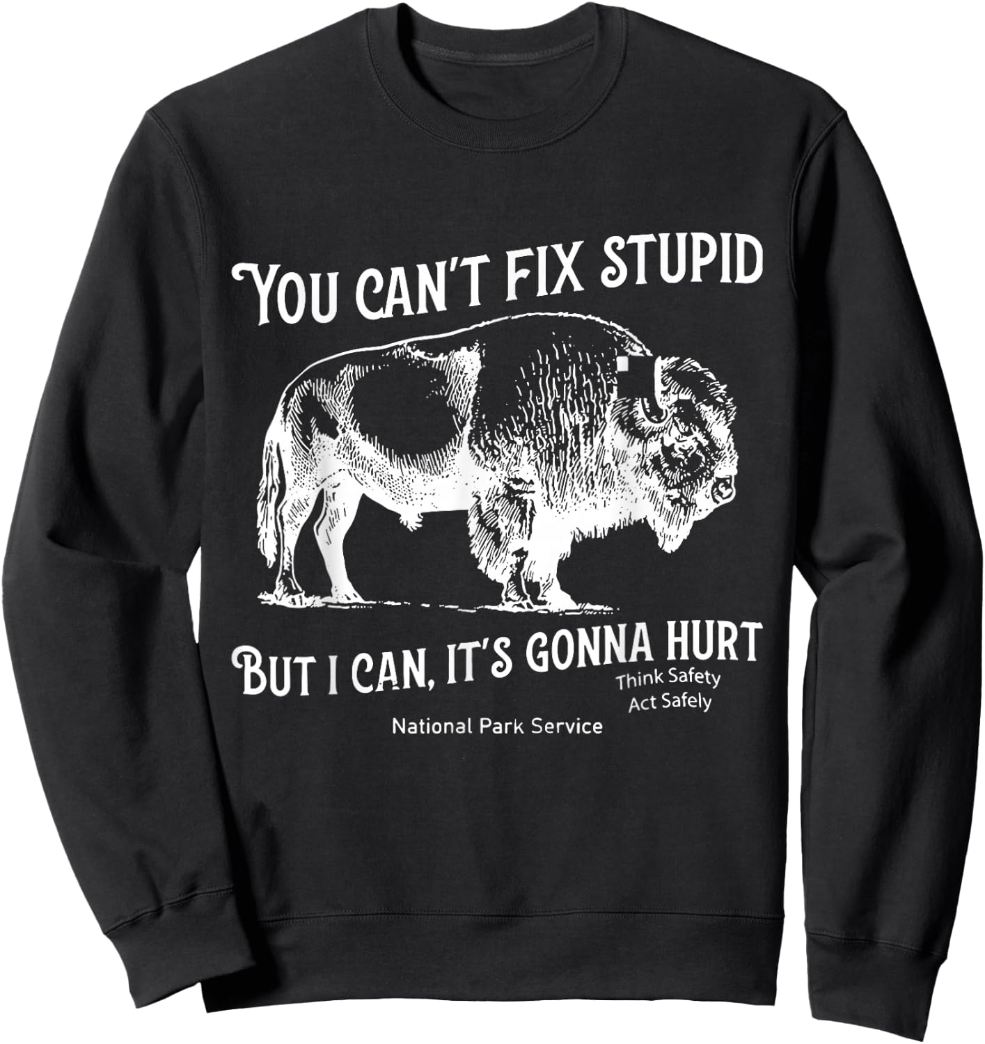 You Can't Fix Stupid But I Can It's Gonna Hurt Think Safety Sweatshirt - Sweatshirt | Black