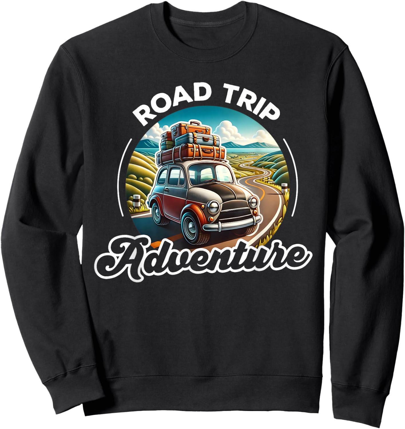 Road Trip Adventure Car, Family Vacation Trip, Summer Vacay Sweatshirt - Sweatshirt | Black