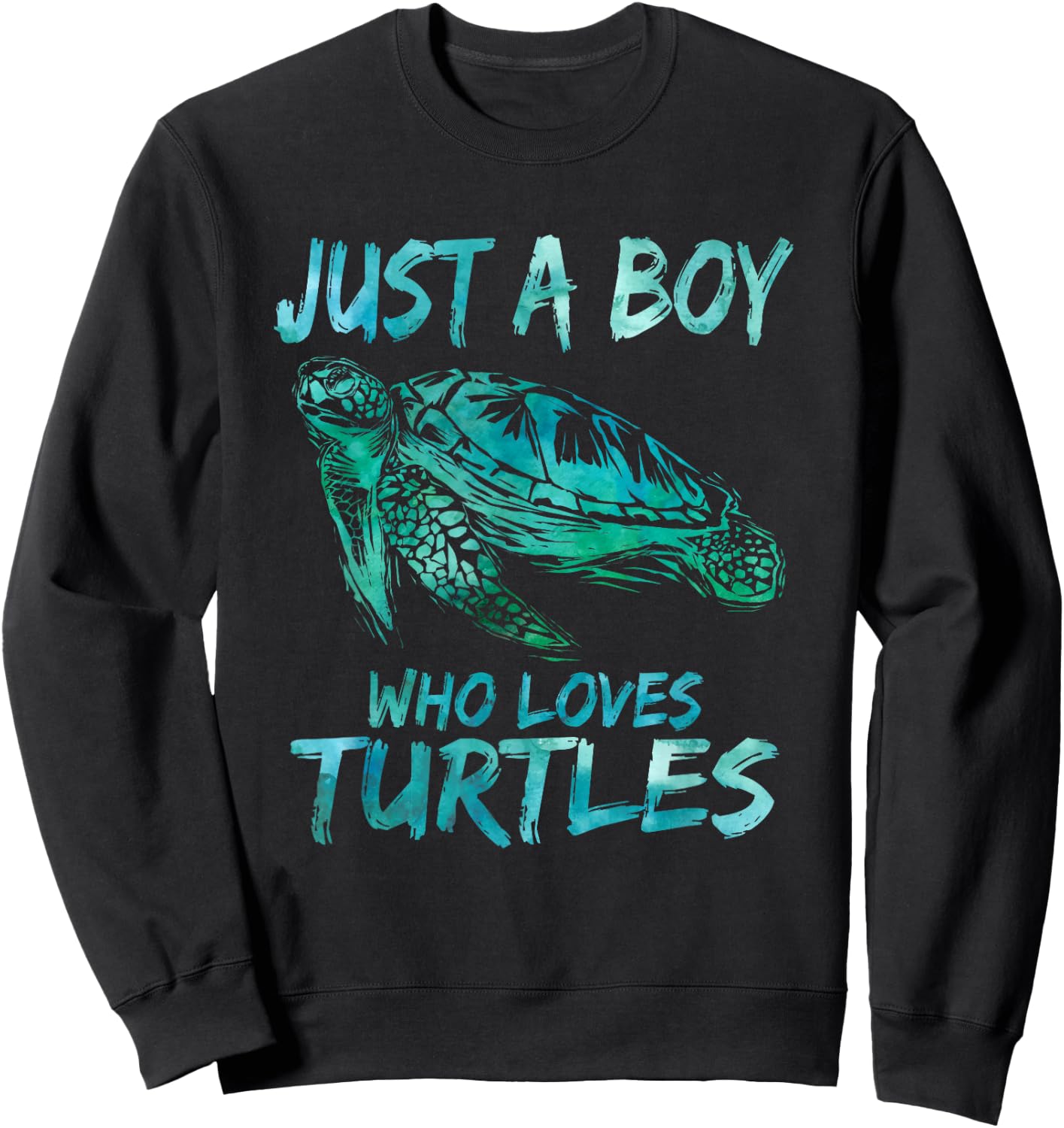 Sea Ocean Watercolor Just A Boy Who Loves Turtles Sweatshirt - Sweatshirt | Black