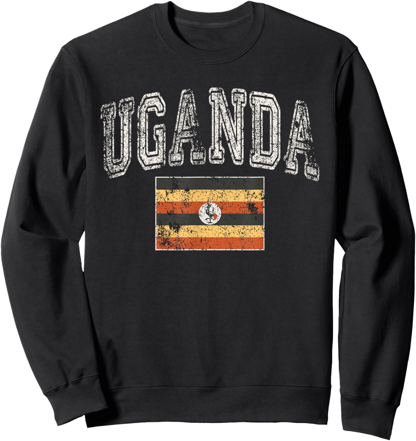 Vintage Retro Faded Uganda Flag Ugandan Pride Sweatshirt - Sweatshirt | Black