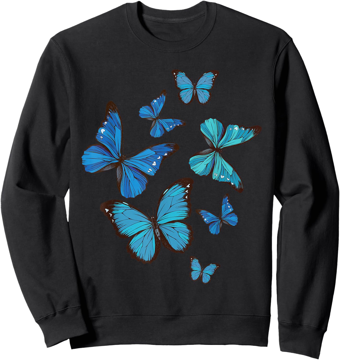 Blue Morpho Butterfly Swarm Lepidoptera Lover Entomologist Sweatshirt - Sweatshirt | Black