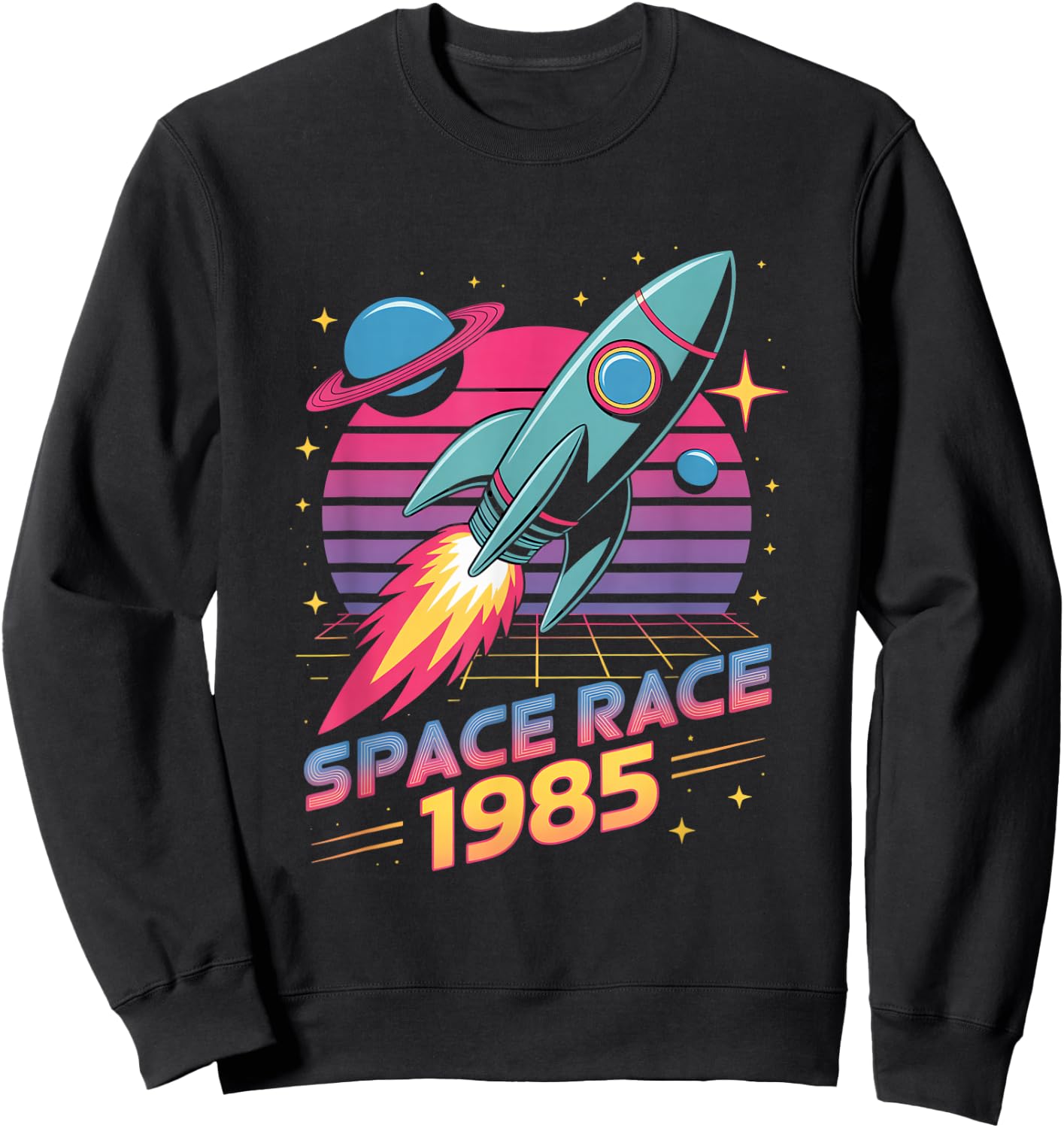 Space Race 1985 Retro Rocket Eighties Space Sweatshirt - Sweatshirt | Black