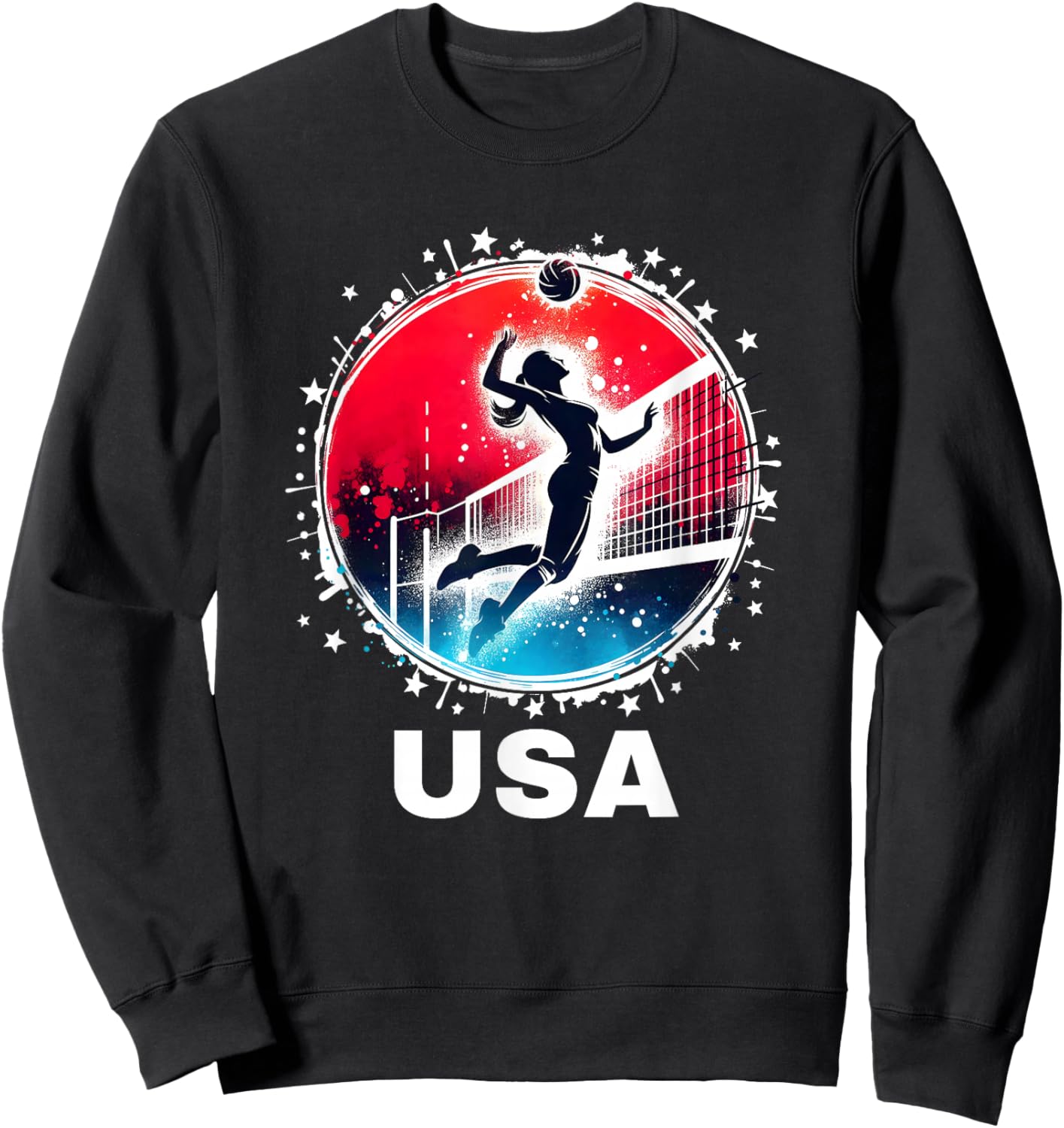 Volleyball USA Go USA Team USA Flag Women Volleyball Sweatshirt - Sweatshirt | Black