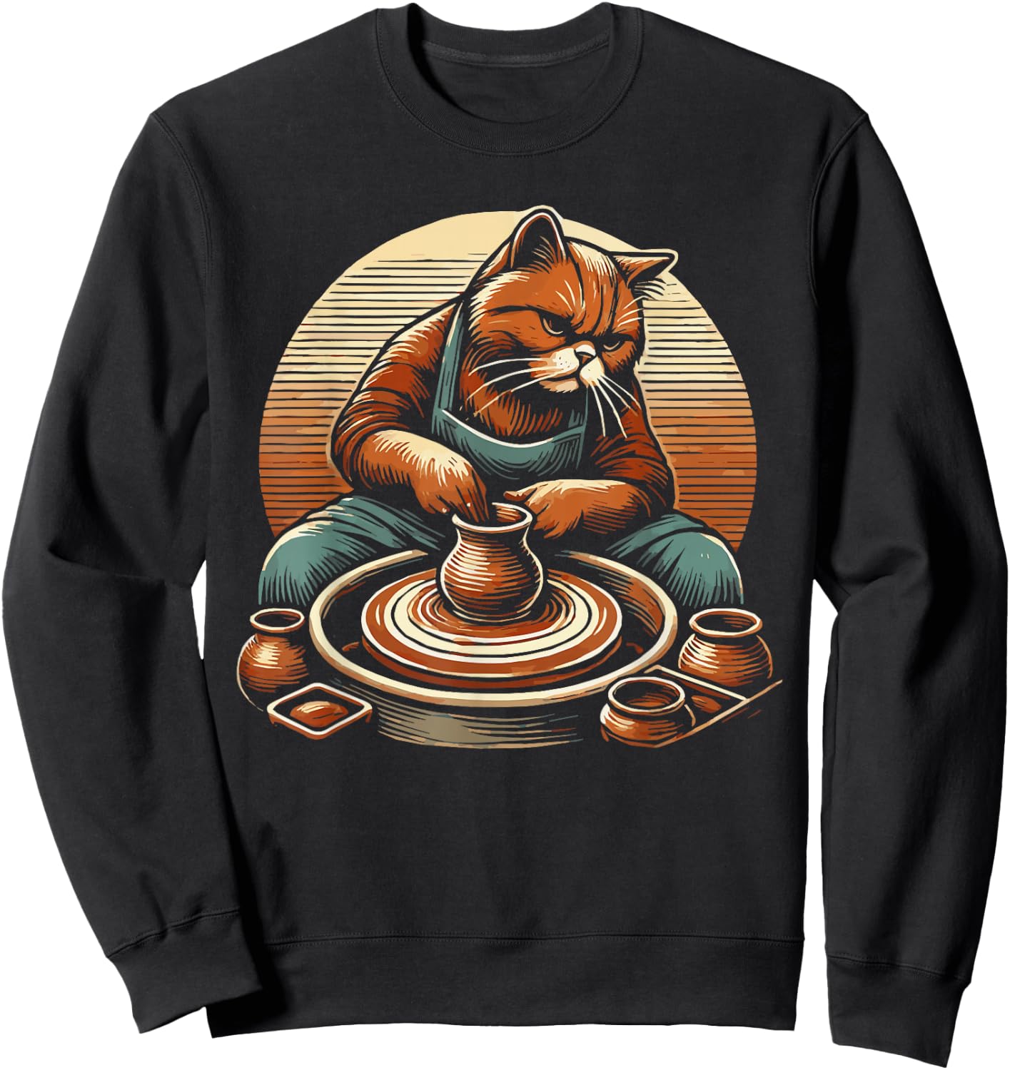 Cat Pottery Ceramics Clay Potter Kiln Pot Making Sweatshirt - Sweatshirt | Black