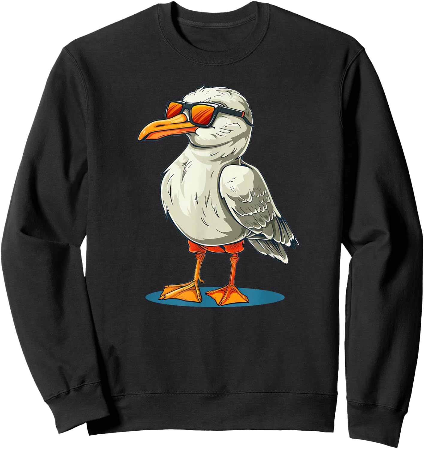 Funny Seagull in Shorts Outfit for Boys and Girls Sweatshirt - Sweatshirt | Black