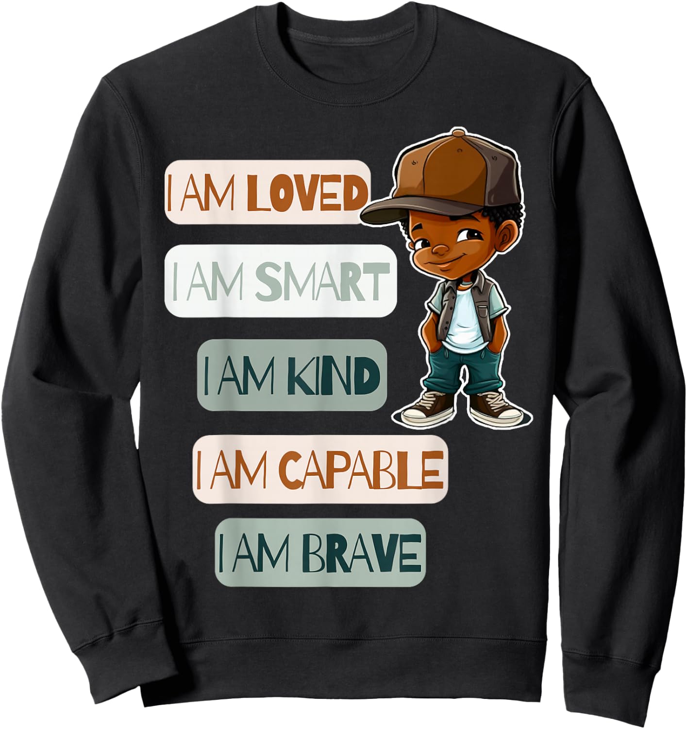 Positive Affirmations for African American Boys Sweatshirt - Sweatshirt | Black