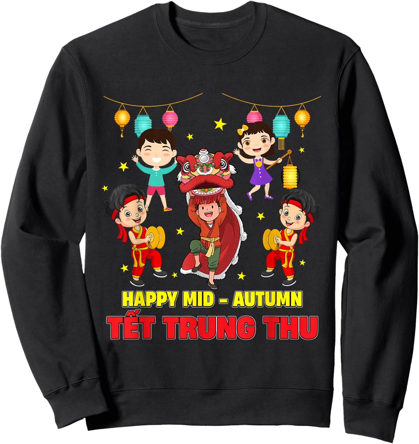 Tet Trung Thu Vietnamese Mid-Autumn Festival Lion Dance Sweatshirt - Sweatshirt | Black