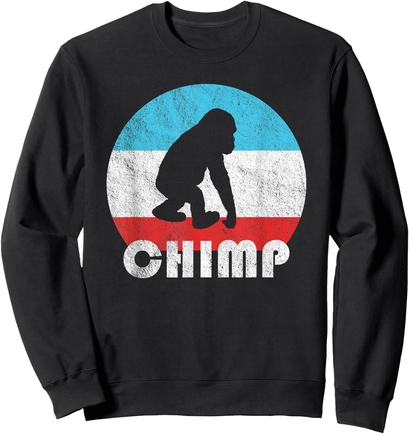 Baby Chimpanzee Chimp Vintage Retro Silhouette Gift Sweatshirt - Sweatshirt | Black