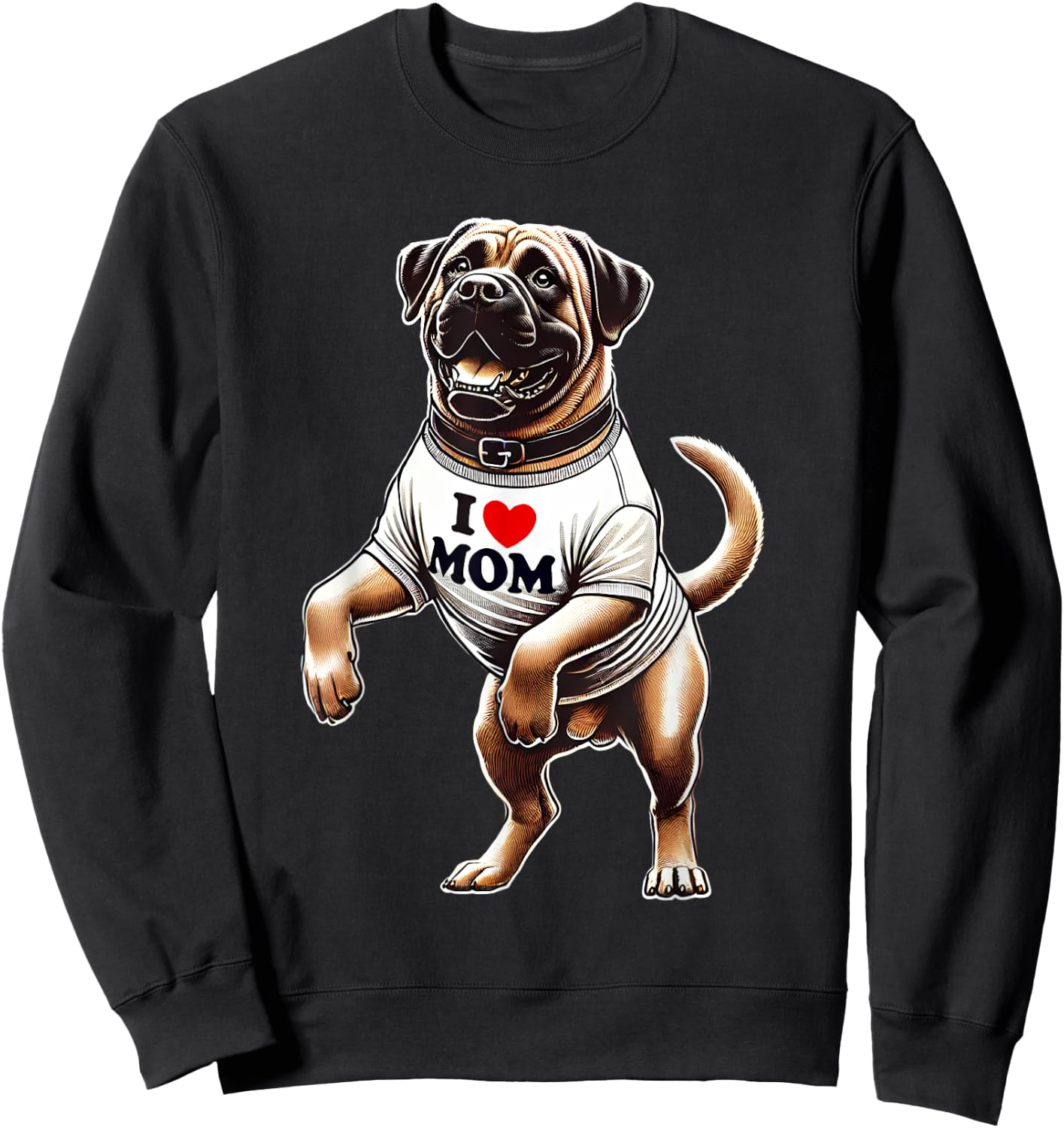 Boerboel Mom I Love Mom Boerboel Lover Sweatshirt - Sweatshirt | Black
