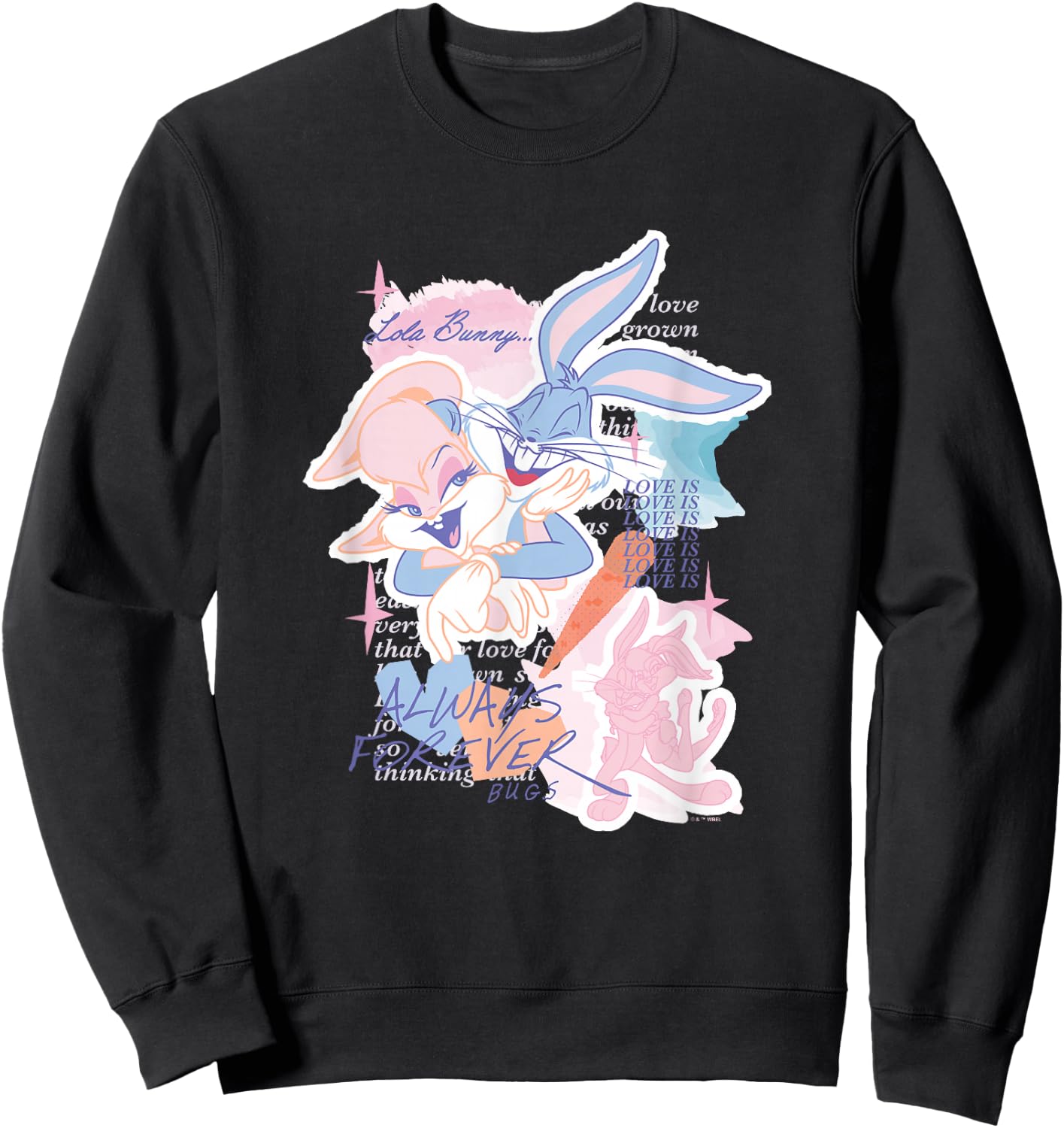 Looney Tunes Bugs Bunny Lola Bunny Always Forever Love Logo Sweatshirt - Sweatshirt | Black