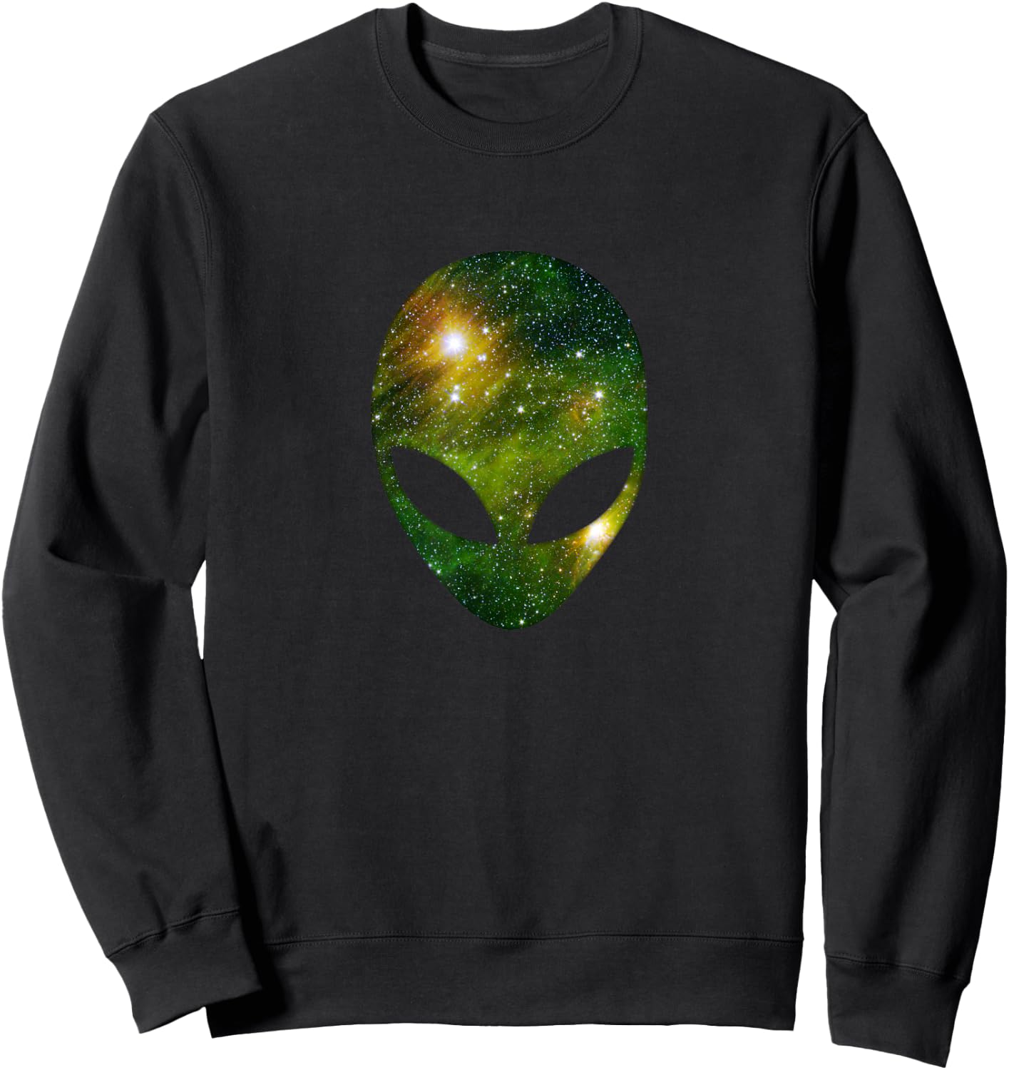 Cosmic Alien Head - Green Ufo Scifi Galaxy Sweatshirt - Sweatshirt | Black