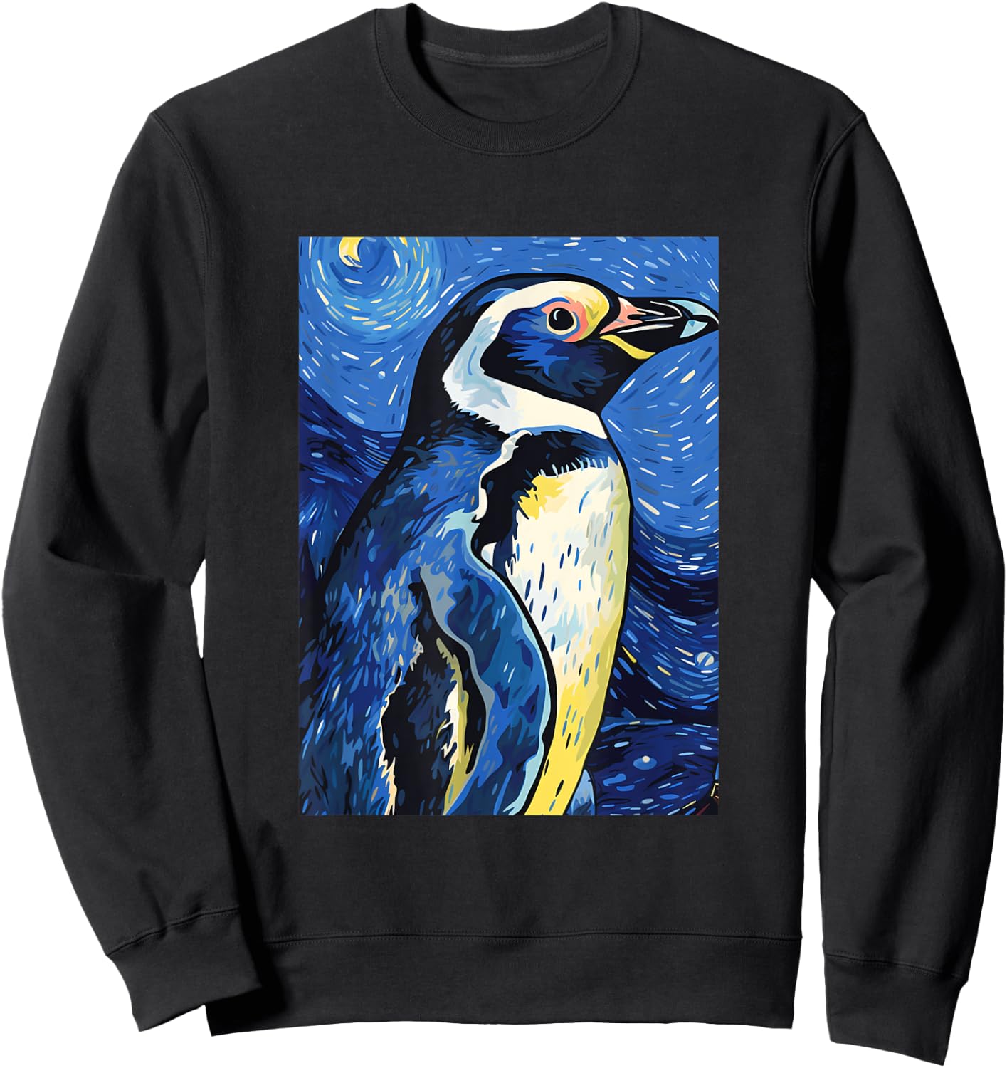 Magellanic Penguin Starry Night Painting Men Women Kids Sweatshirt - Sweatshirt | Black