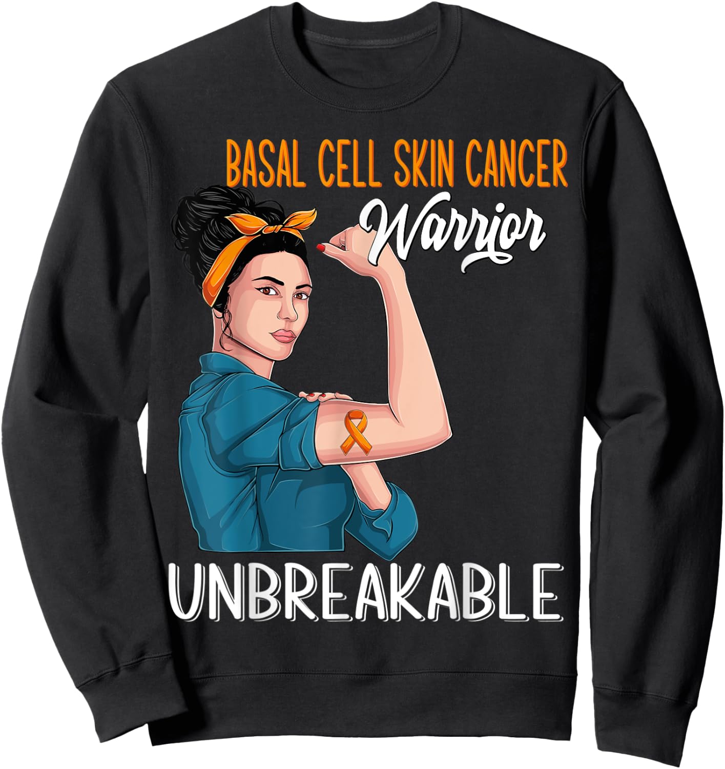 Basal Cell Skin Cancer Awareness Warrior Unbreakable Sweatshirt - Sweatshirt | Black