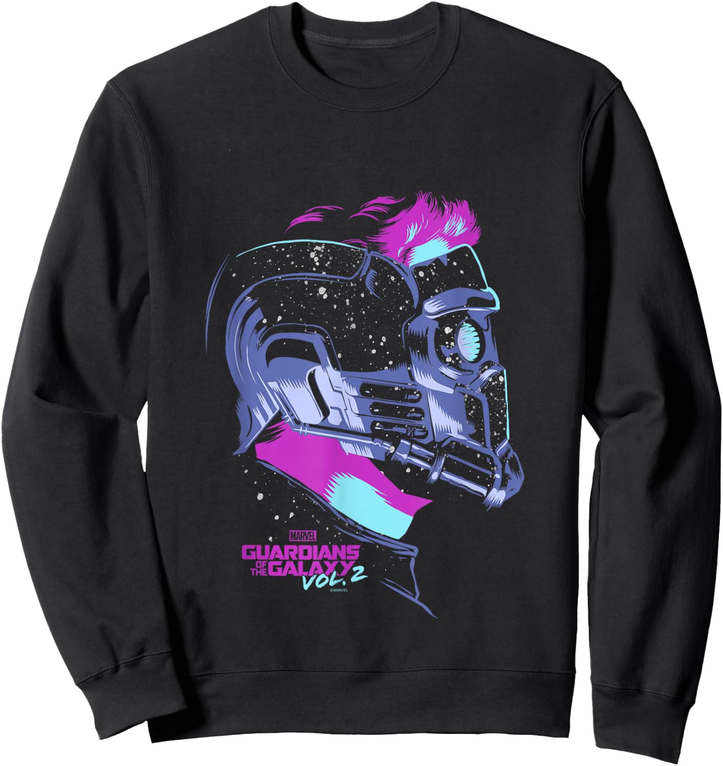 Marvel Guardians of The Galaxy Vol 2 Star-Lord Neon Profile Sweatshirt - Sweatshirt | Black