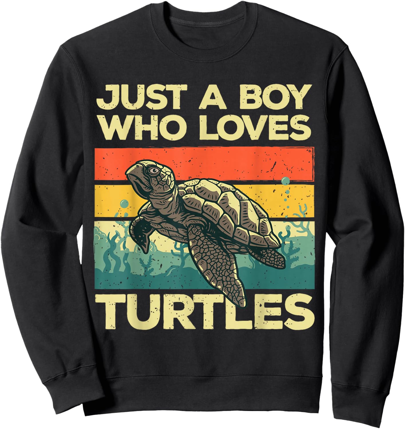 Funny Turtle Boys Tortoise Ocean Turtles Sea Animal Sweatshirt - Sweatshirt | Black