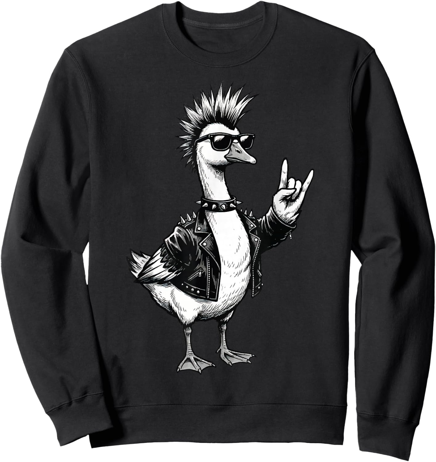Goose Punk Rock Duck Alternative Sweatshirt - Sweatshirt | Black