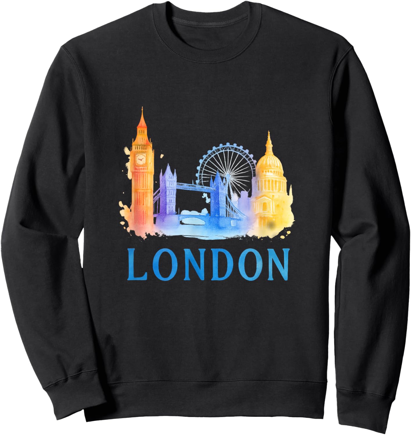 London Skyline–Big Ben-Tower Bridge-London Eye Sweatshirt - Sweatshirt | Black