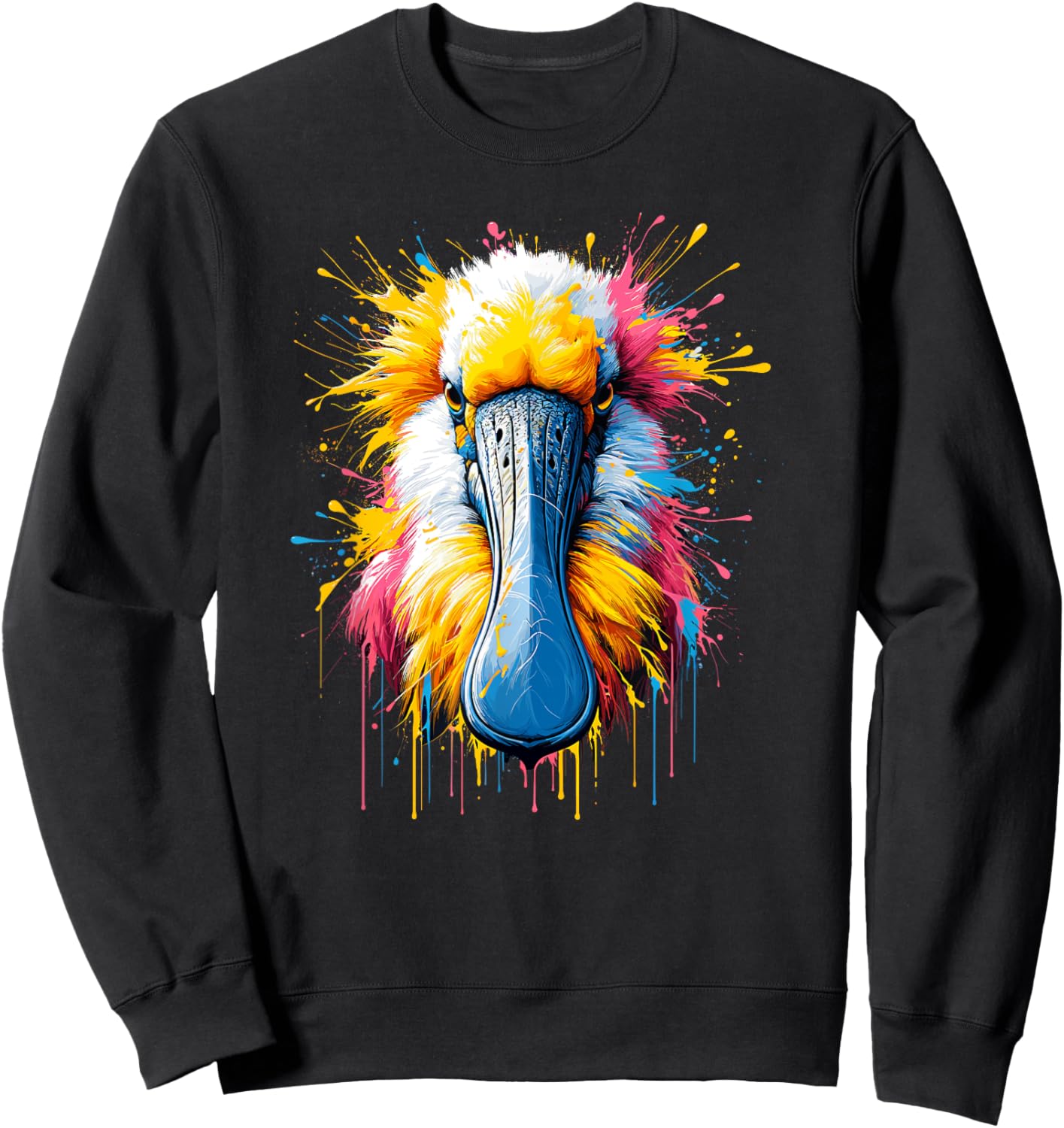 Splash Art Roseate Spoonbill Spoonbills Sweatshirt - Sweatshirt | Black