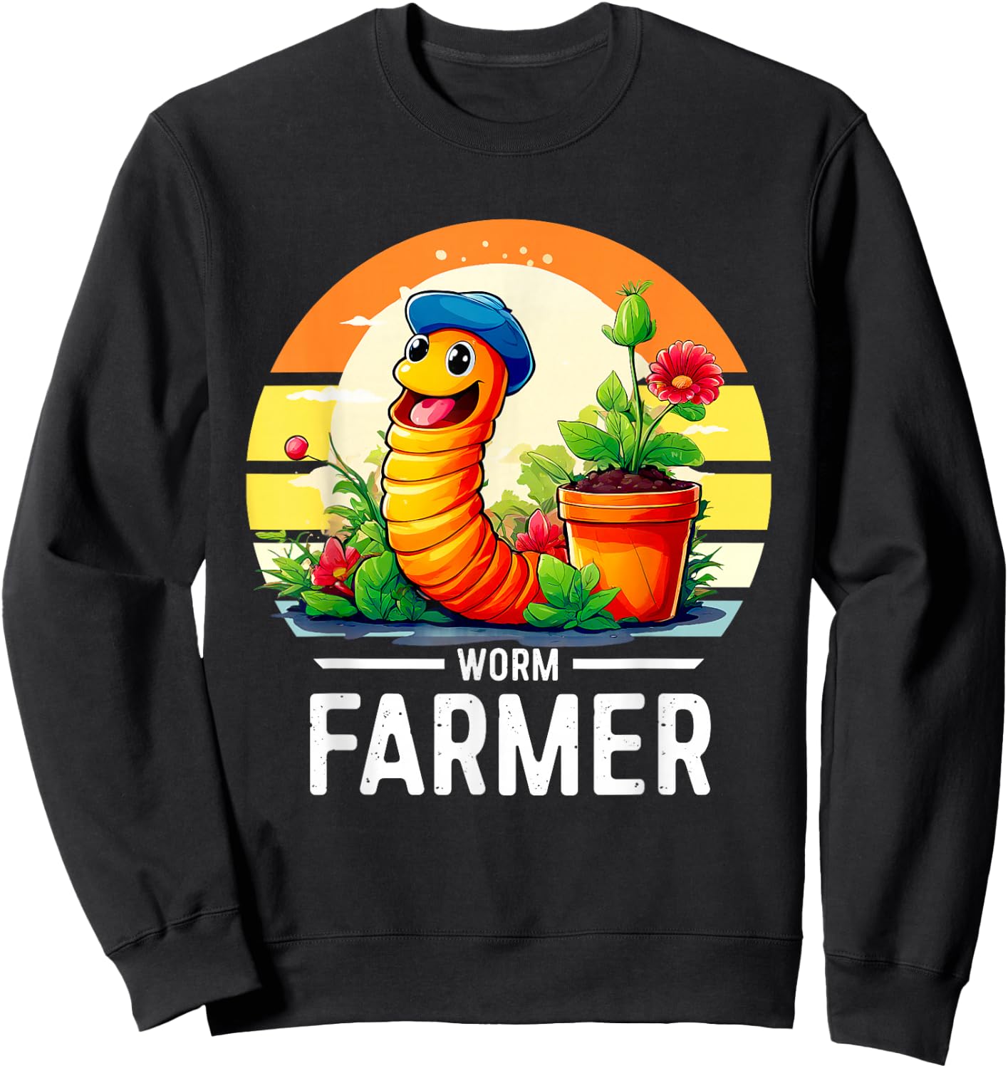Groovy Worm Farmer | Vermiculture Vermicompost Worm Farmer Sweatshirt - Sweatshirt | Black