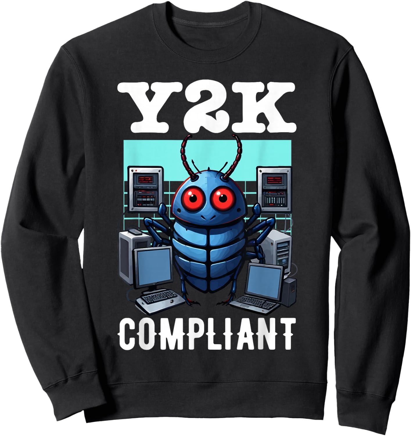 Y2K Compliant Retro Tech Bug Sweatshirt - Sweatshirt | Black