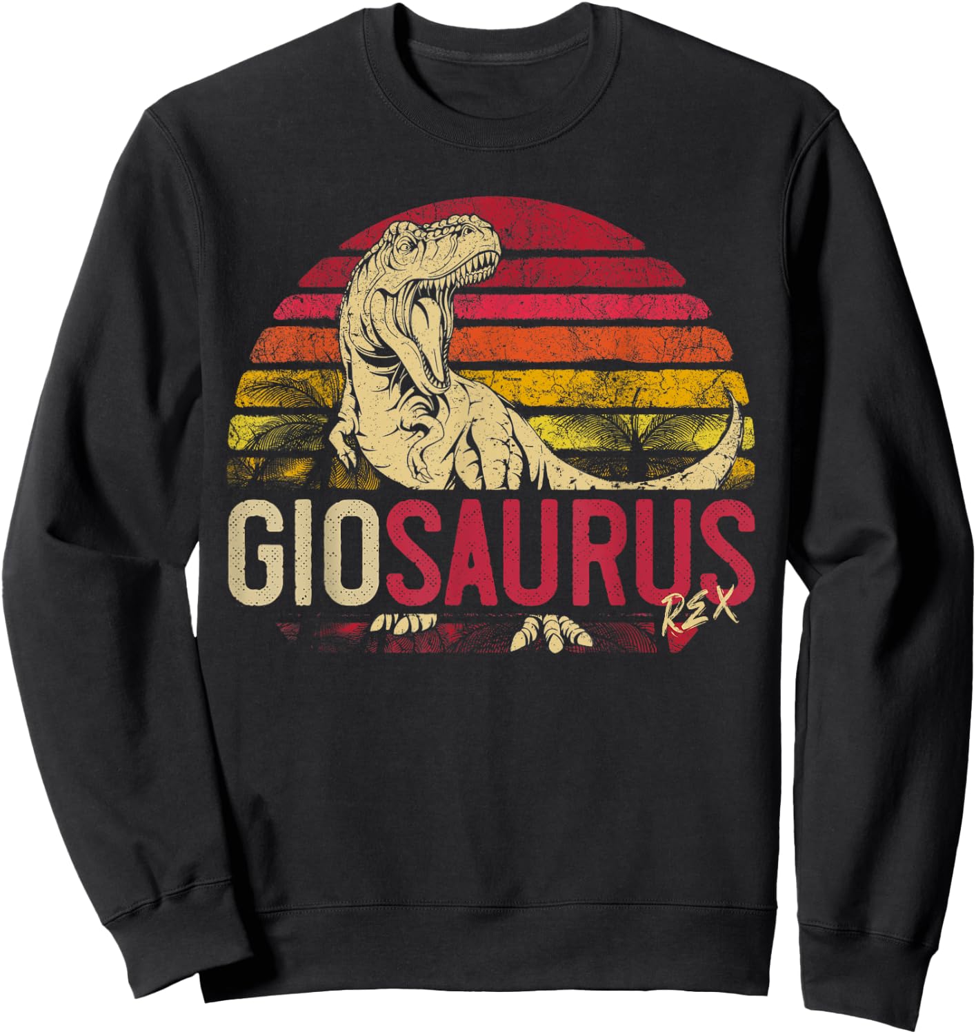 Gio Saurus Funny Personalized Dinosaur T Rex Name Boys Gift Sweatshirt - Sweatshirt | Black