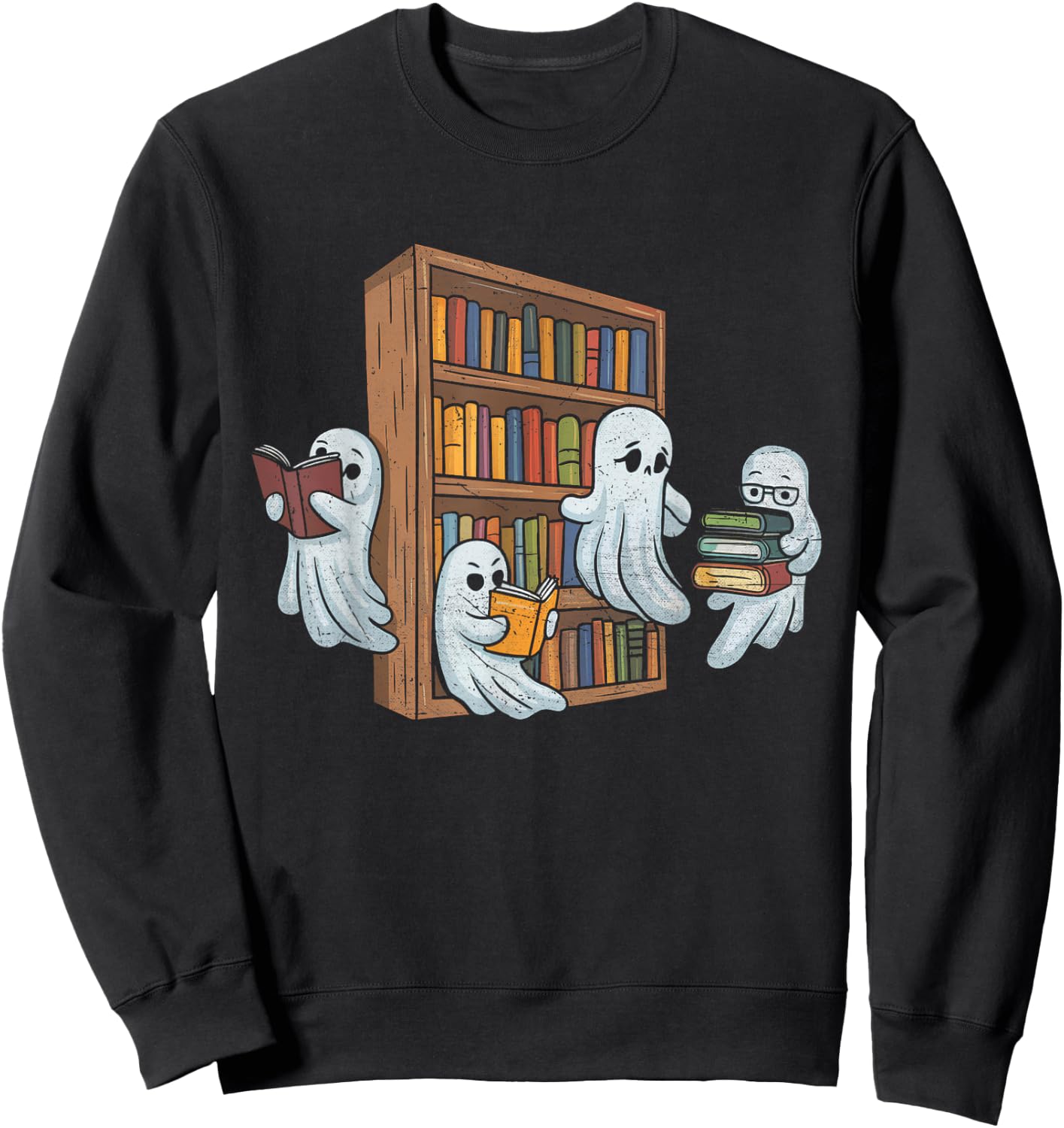 Ghosts Reading Books Teacher Halloween Librarian Book Lover Sweatshirt - Sweatshirt | Black