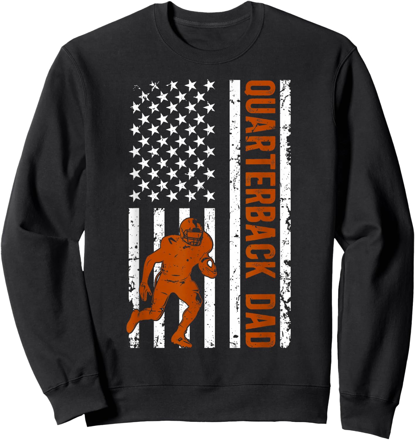 Quarterback Dad Of A Football Quarterback Father US Flag Sweatshirt - Sweatshirt | Black