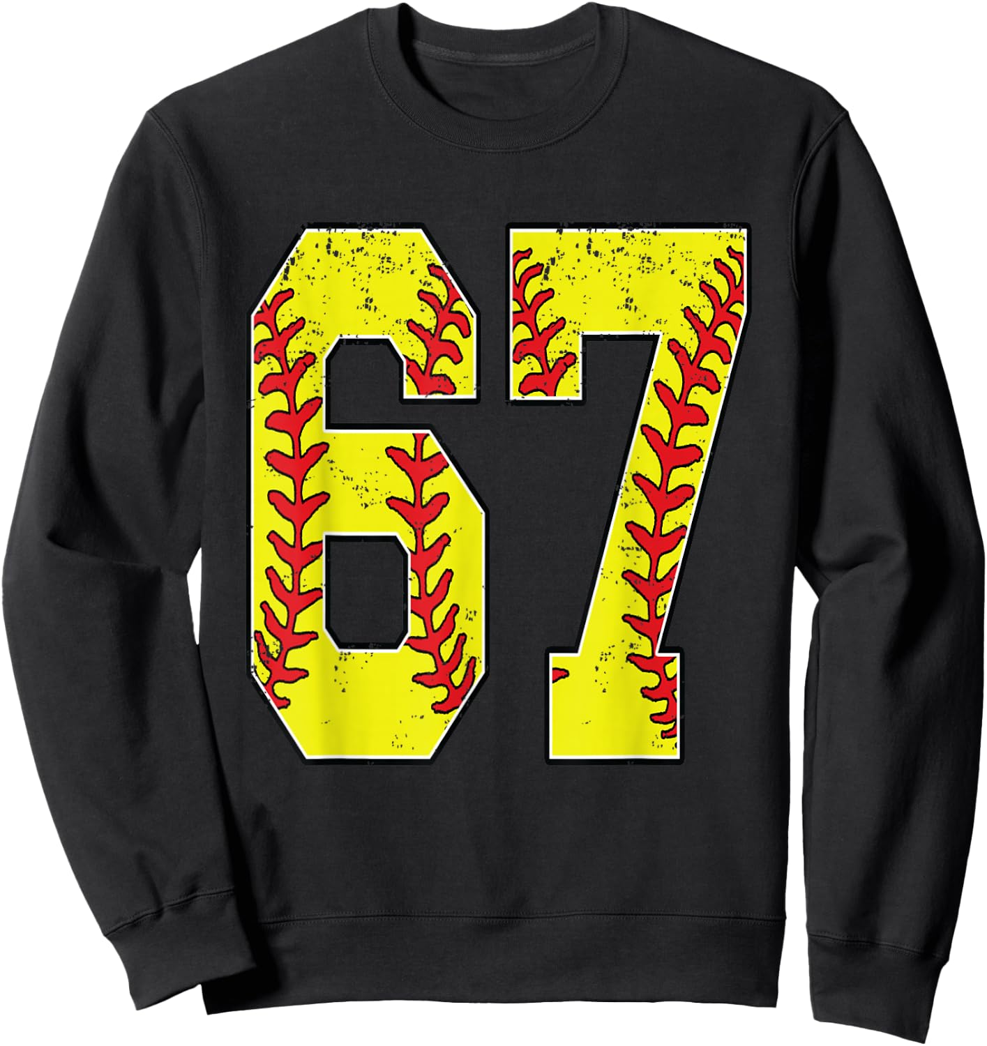 Number #67 Softball 67 Jersey Number Softball Lover Sweatshirt - Sweatshirt | Black