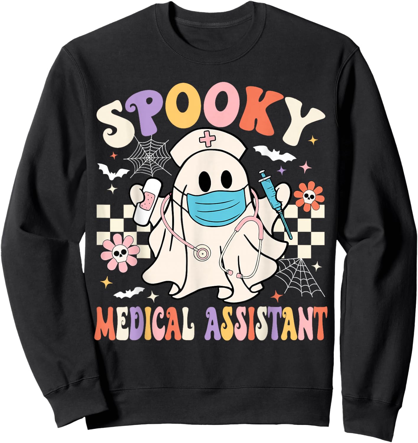 Spooky Medical Assistant Ghost Medical Assistant Halloween Sweatshirt - Sweatshirt | Black
