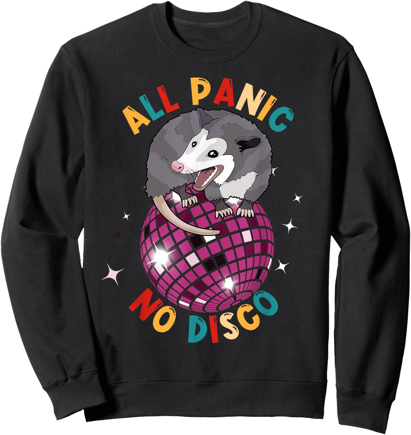 Opossum All Panic No Disco Funny Possum Scream Men Women Kid Sweatshirt - Sweatshirt | Black
