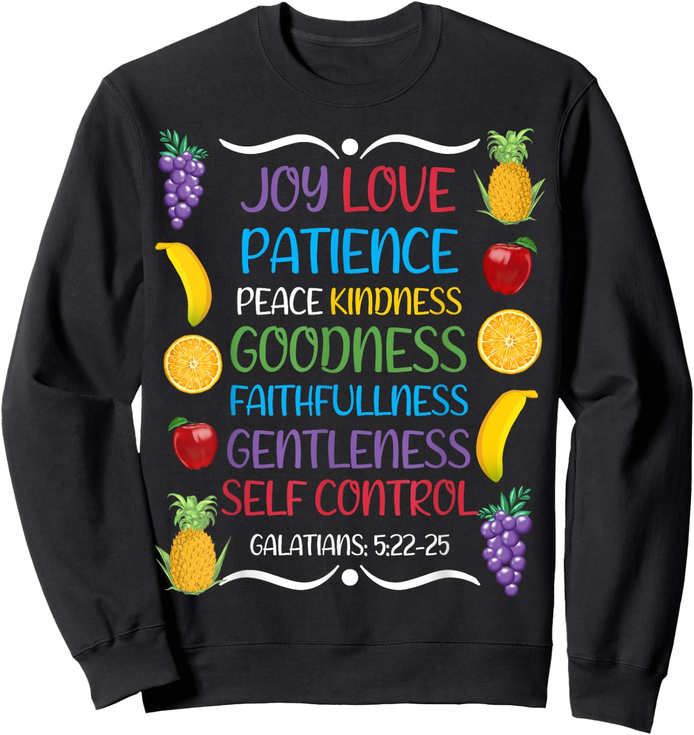 Awesome Galatians Fruit Of The Spirit Religious Verses Sweatshirt - Sweatshirt | Black