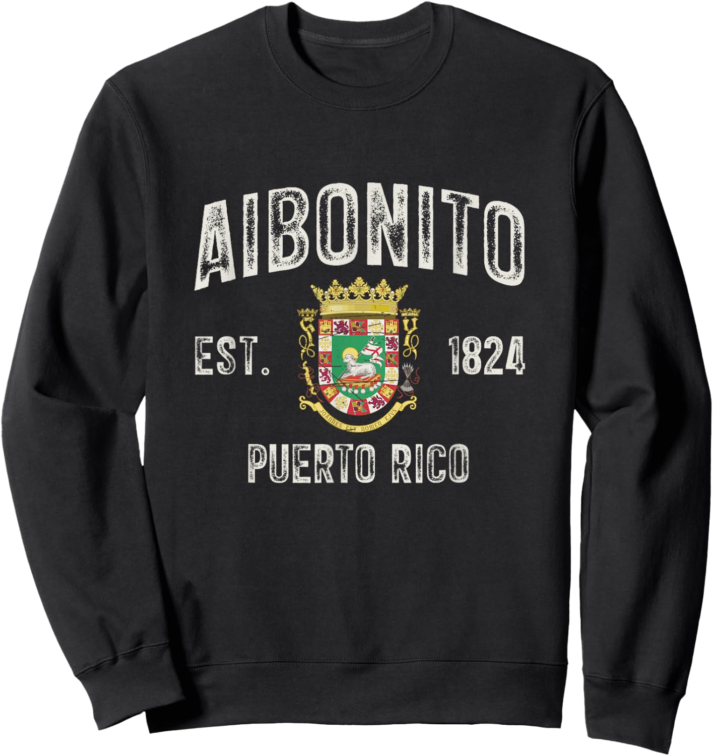 Aibonito City In Puerto Rico Est 1824, Puerto Rico Armorial Sweatshirt - Sweatshirt | Black