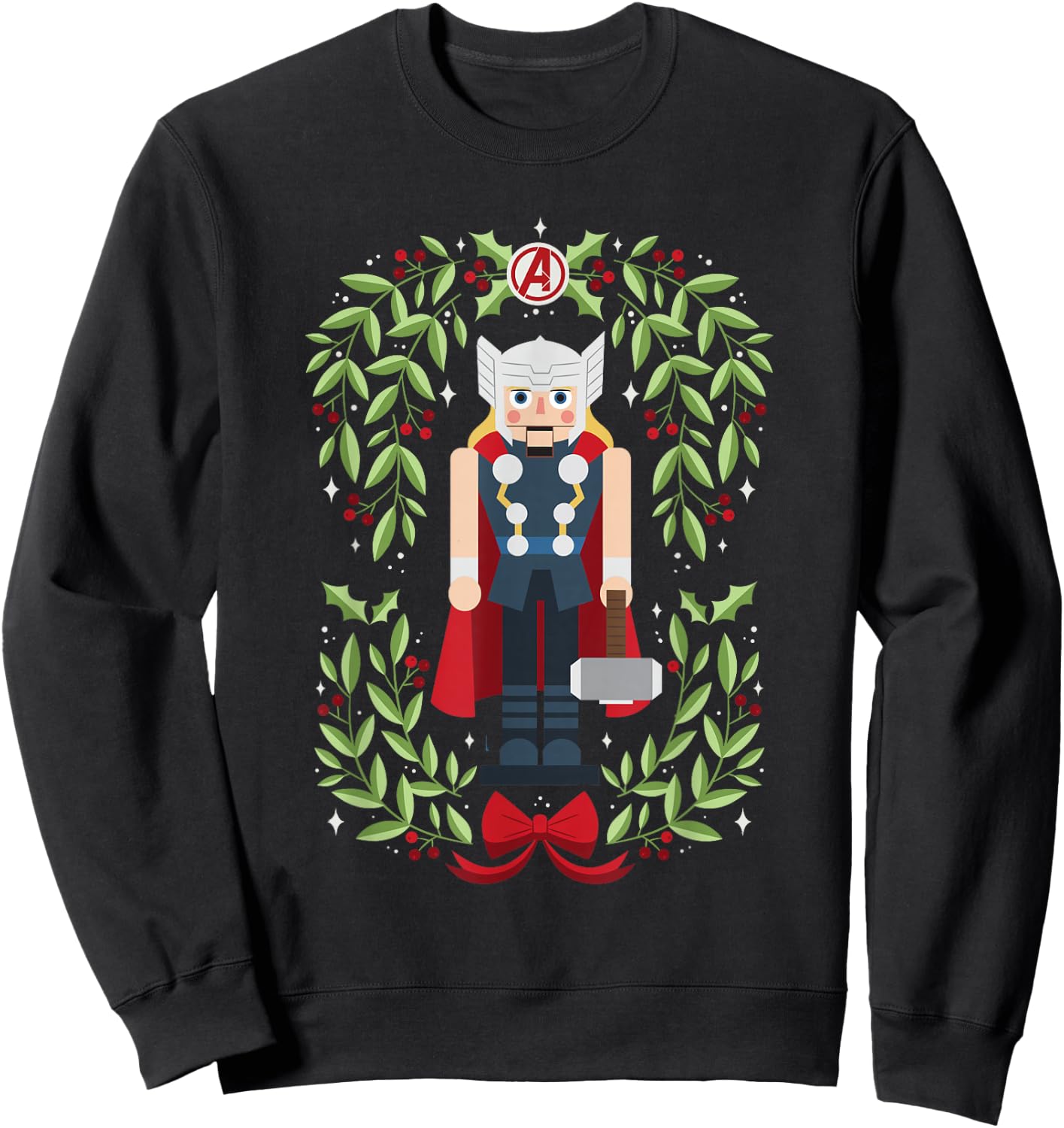 Marvel Holiday Christmas Avengers Holly Thor Nutcracker Sweatshirt - Sweatshirt | Black