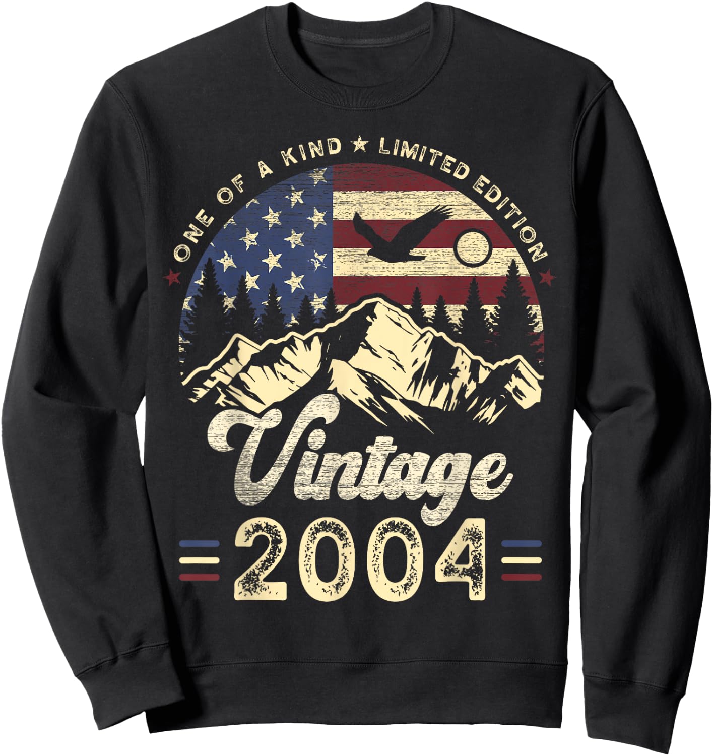 Vintage 2004 American Flag Patriotic Eagle 21st Birthday Sweatshirt - Sweatshirt | Black
