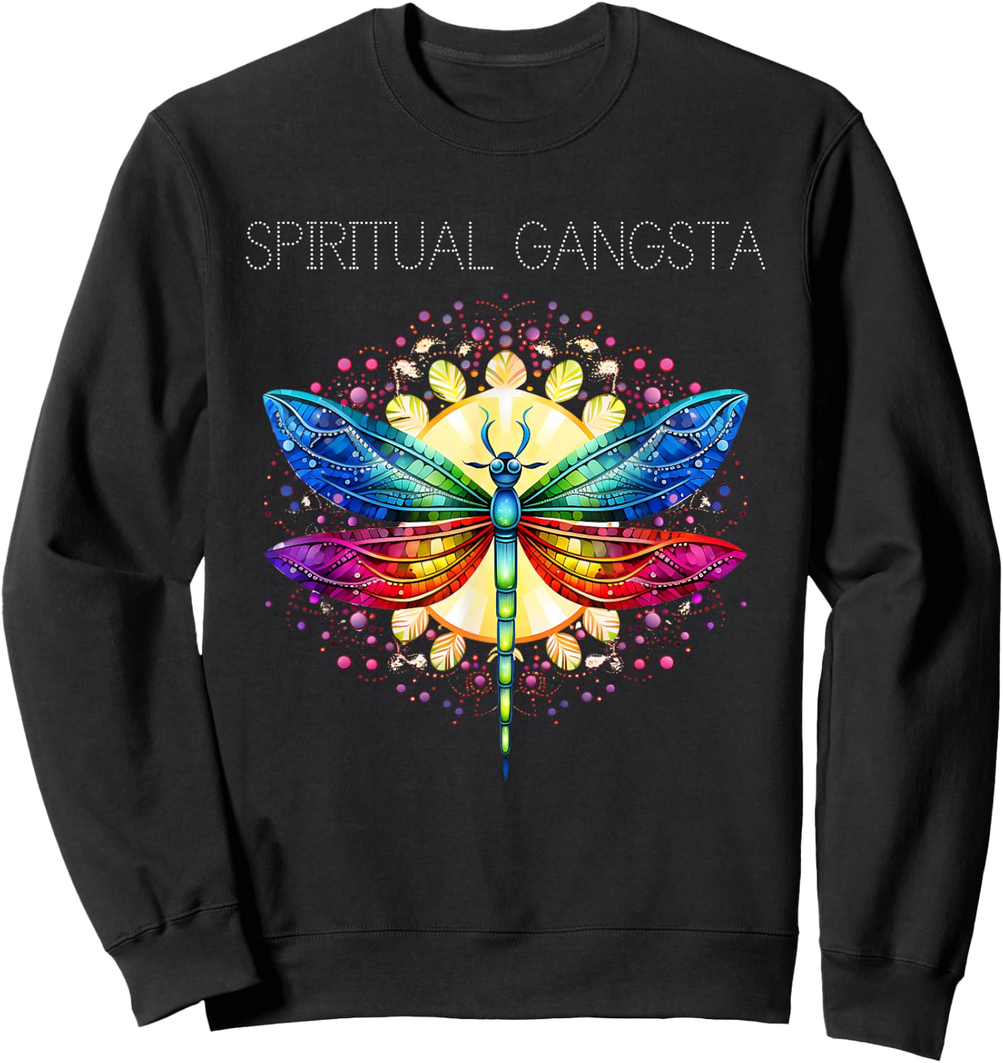 Spiritual Gangsta Dragonfly Yoga Meditation Mandala Sweatshirt - Sweatshirt | Black