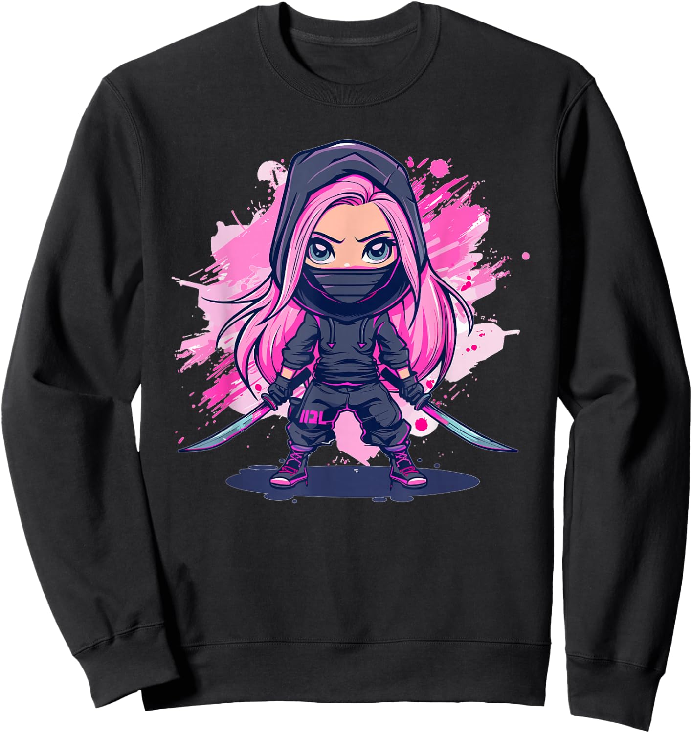 Cute Ninja Girl I Pastel Ninja Sweatshirt - Sweatshirt | Black
