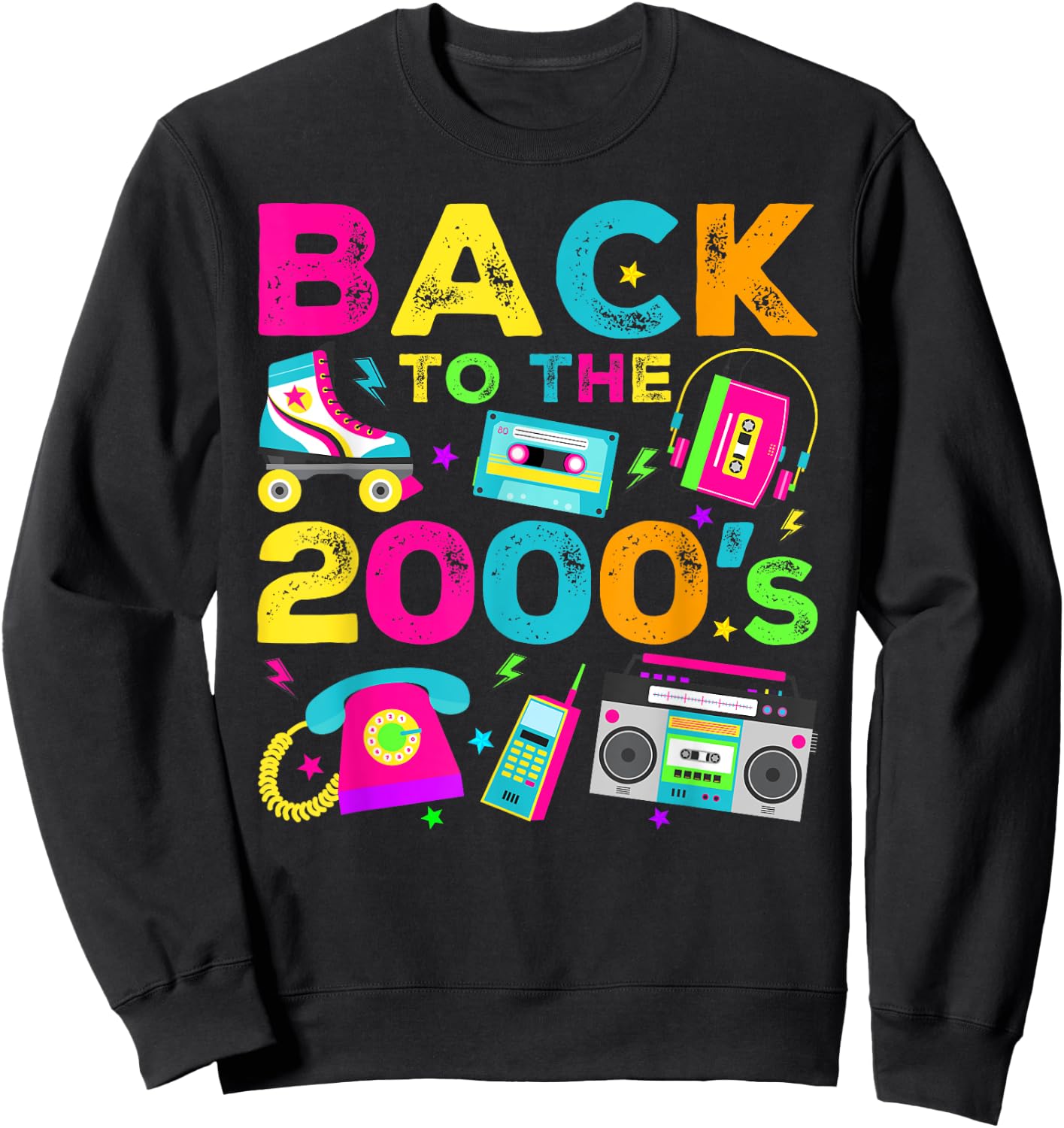 Back To 2000's 2000s Vintage Style 2000s Retro Party Sweatshirt - Sweatshirt | Black