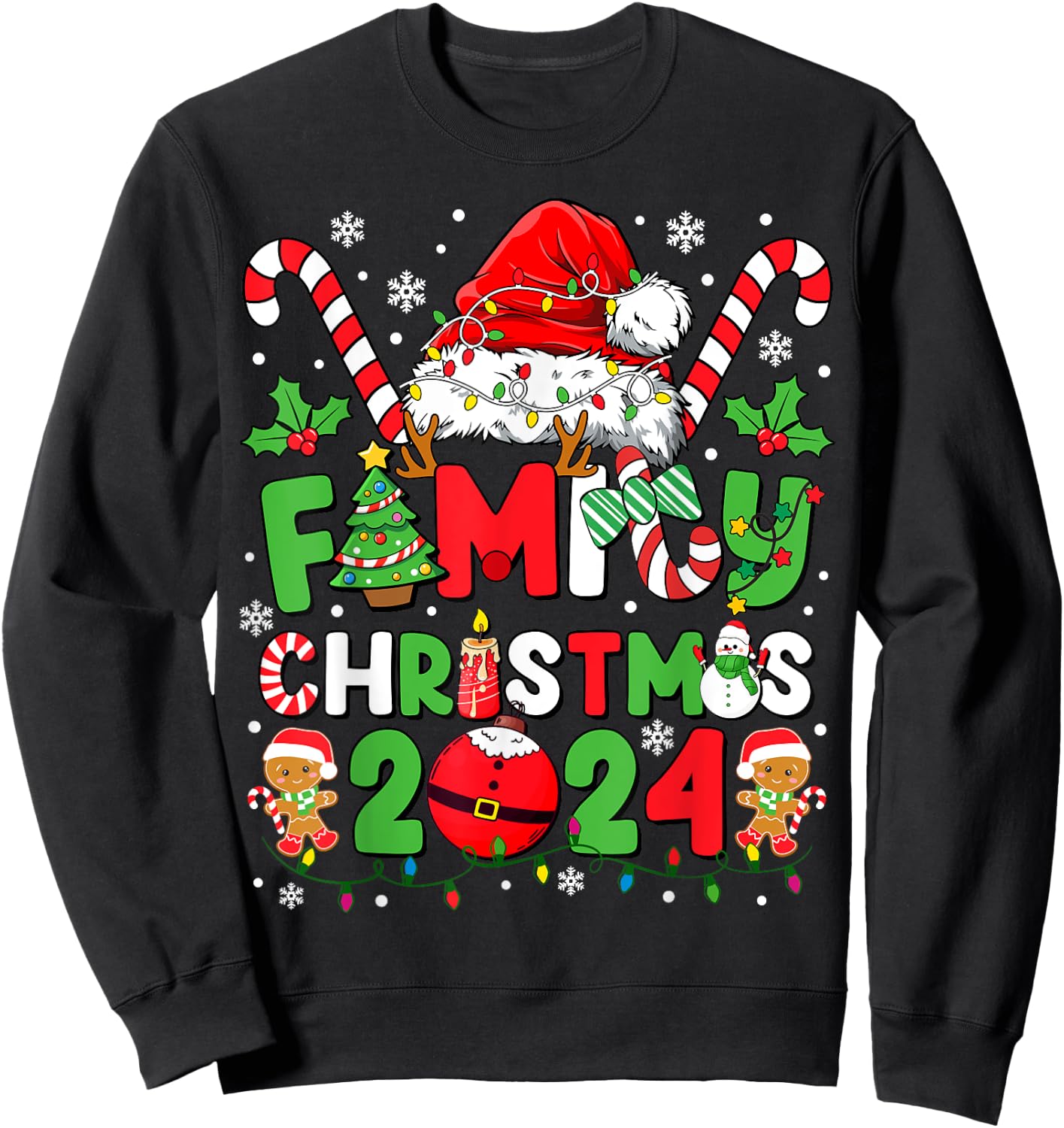 Christmas 2024 Family Matching Outfits Team Santa Elf Squad Sweatshirt - Sweatshirt | Black