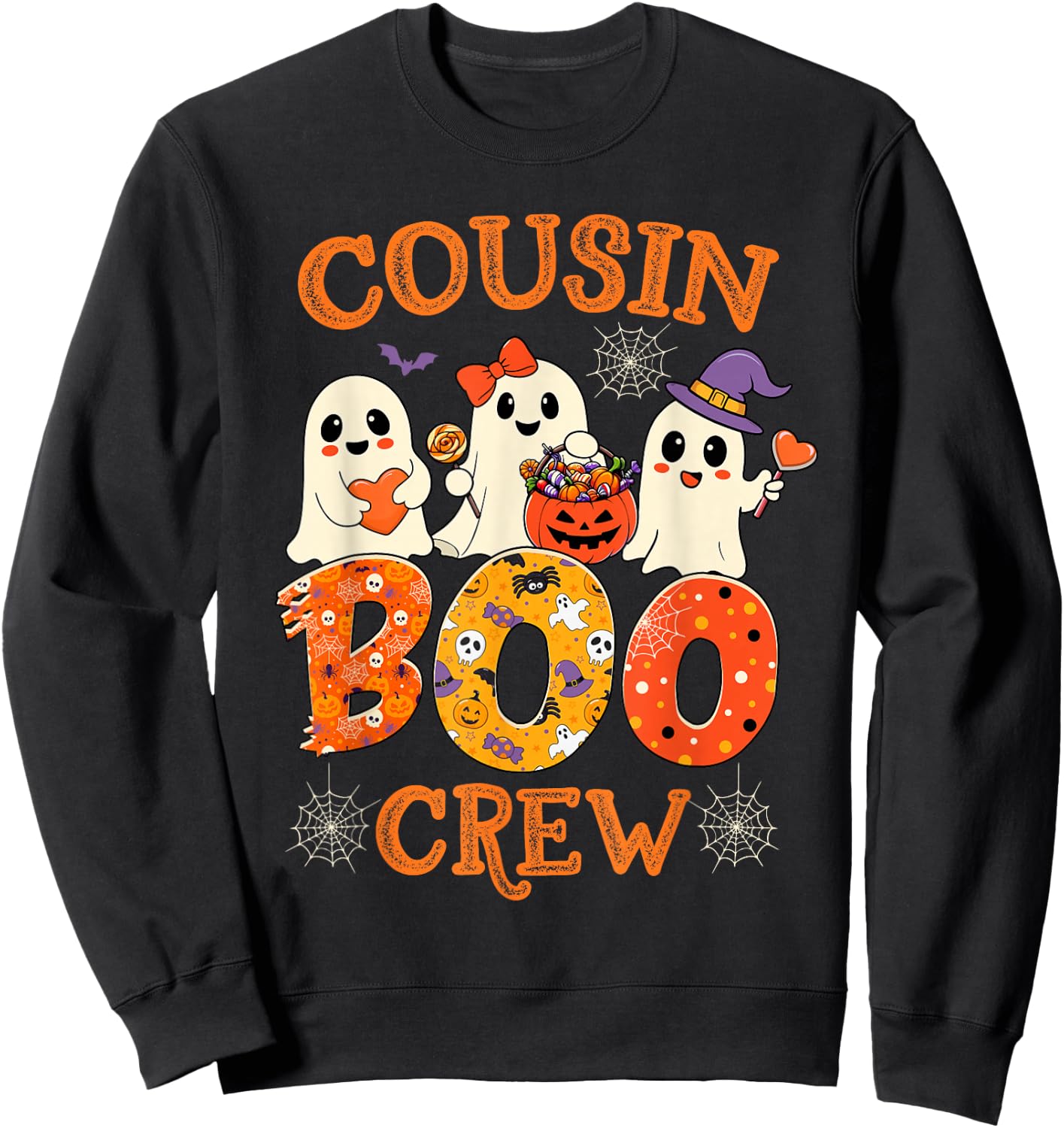 Cousin Boo Crew Funny Halloween Costume for Teacher Kids Sweatshirt - Sweatshirt | Black