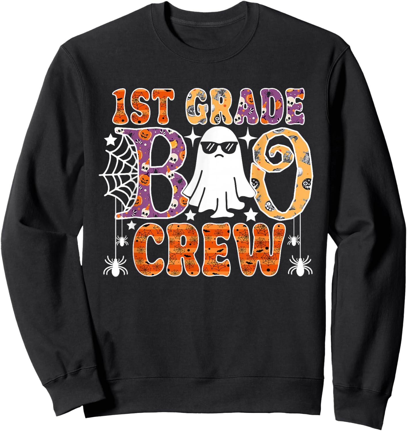 1st Grade Boo Crew Funny Halloween Teachers Students Sweatshirt - Sweatshirt | Black