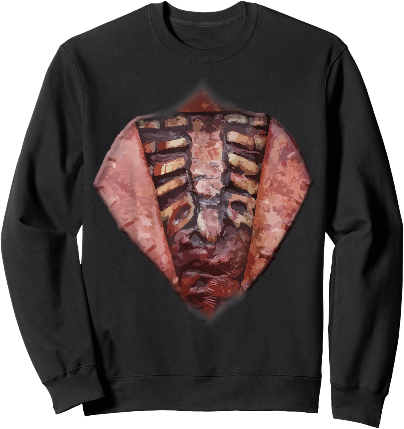 Halloween Zombie Open Chest Guts and Gore Costume Sweatshirt - Sweatshirt | Black