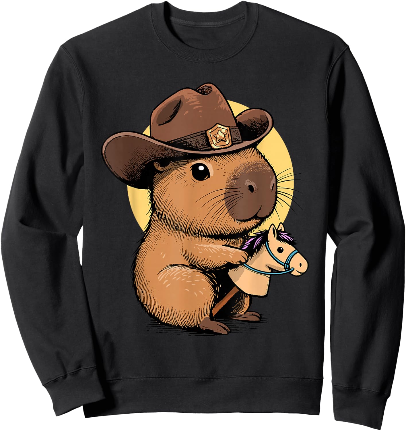 Cowpybara Capybara Cowboy Design Sweatshirt - Sweatshirt | Black