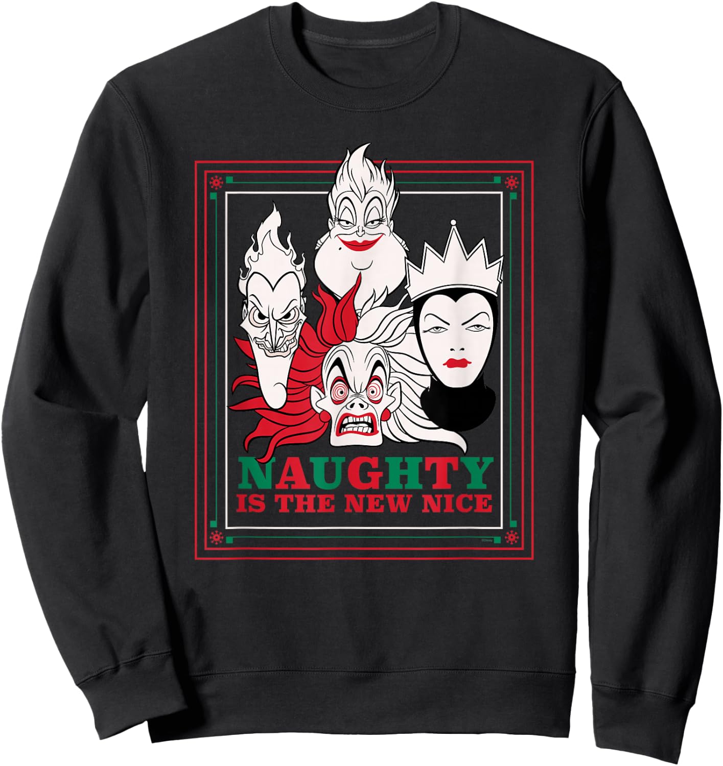 Disney Villains Holiday Christmas Naughty is The New Nice Sweatshirt - Sweatshirt | Black