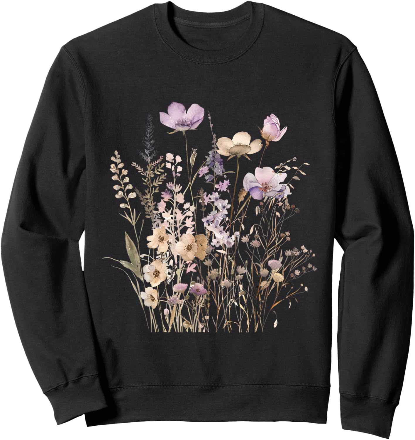 Summer Flower Botanical Nature Lover Floral Art Wildflower Sweatshirt - Sweatshirt | Black