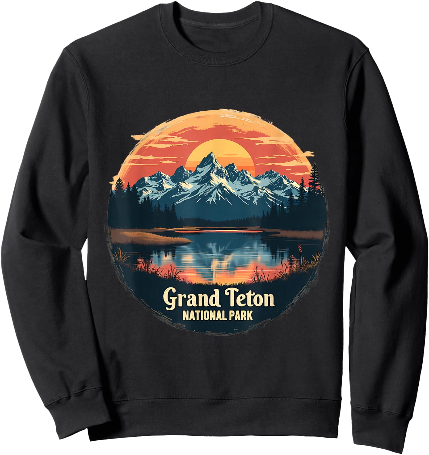 Grand Teton National Park Sunset Reflection Sweatshirt - Sweatshirt | Black