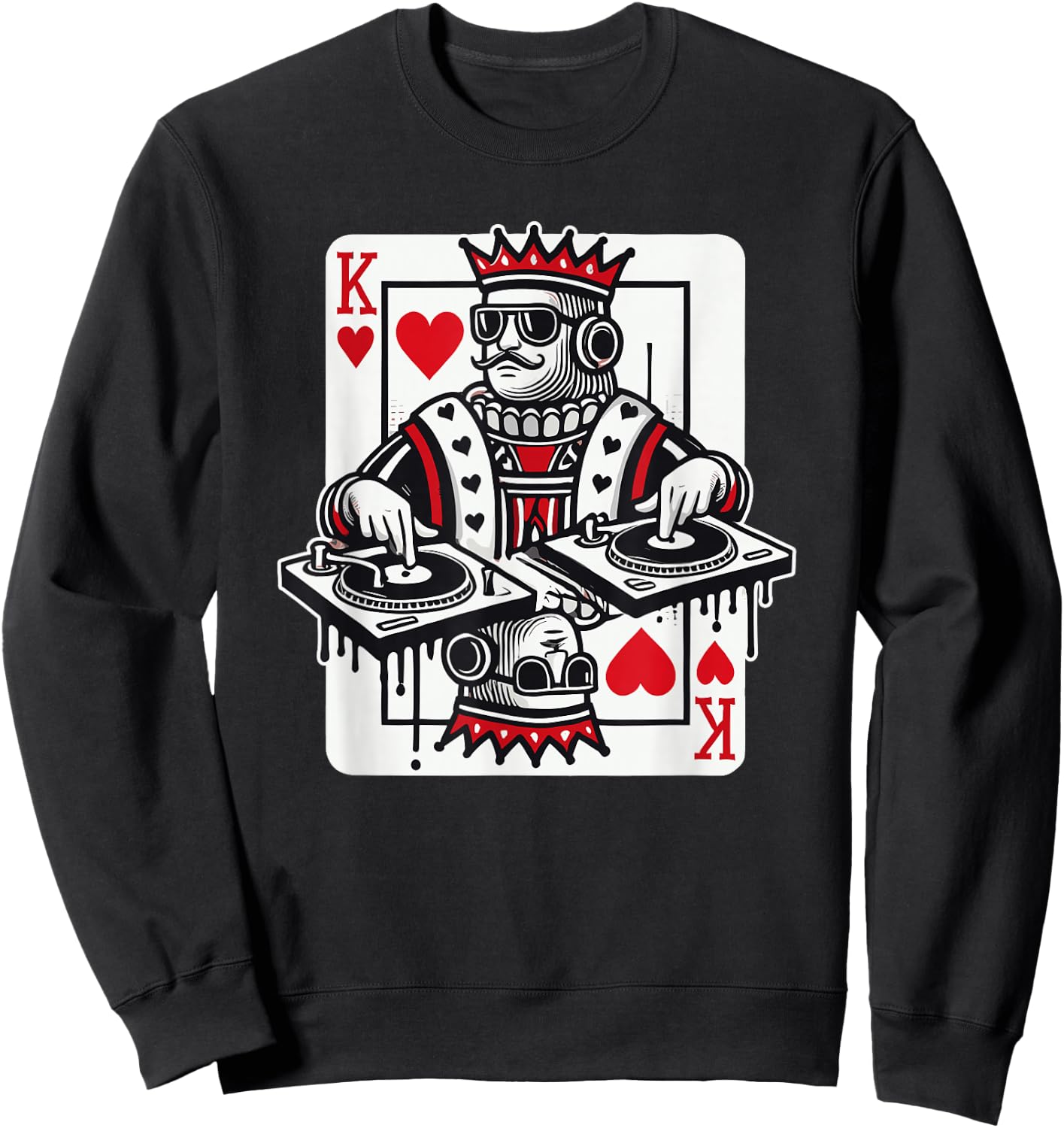 King Card Hearts Clubbing Disco Techno Outfit DJ King Card Sweatshirt - Sweatshirt | Black