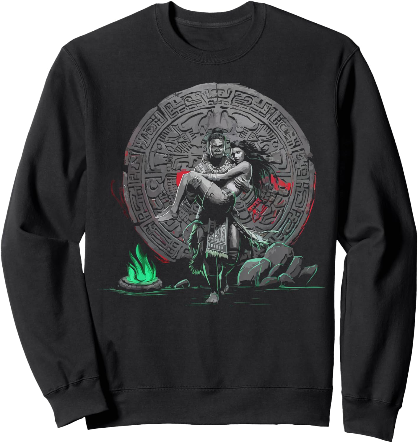Aztec Warrior Mayan Indigenous Mexican Aztec Jaguar Sweatshirt - Sweatshirt | Black