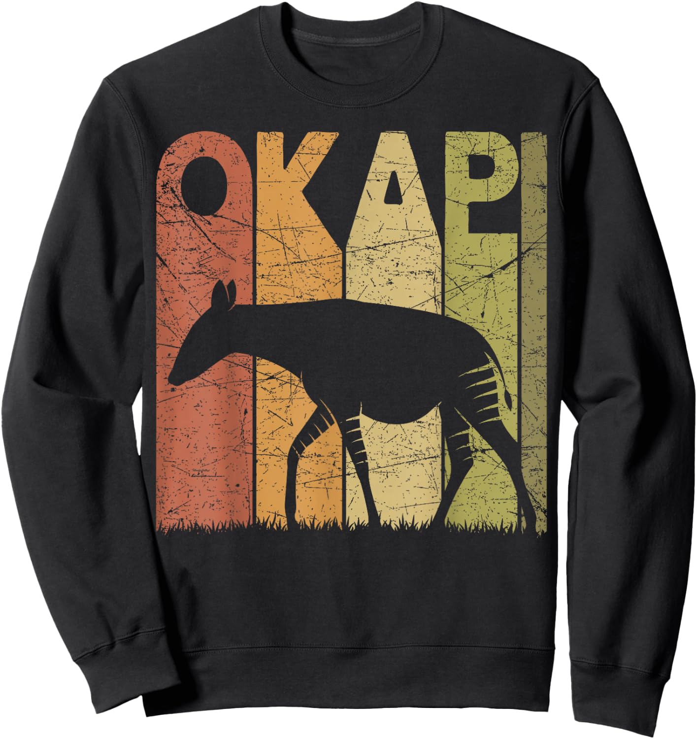 Okapi Vintage Forest Giraffe Okapi Retro Zoology Sweatshirt - Sweatshirt | Black
