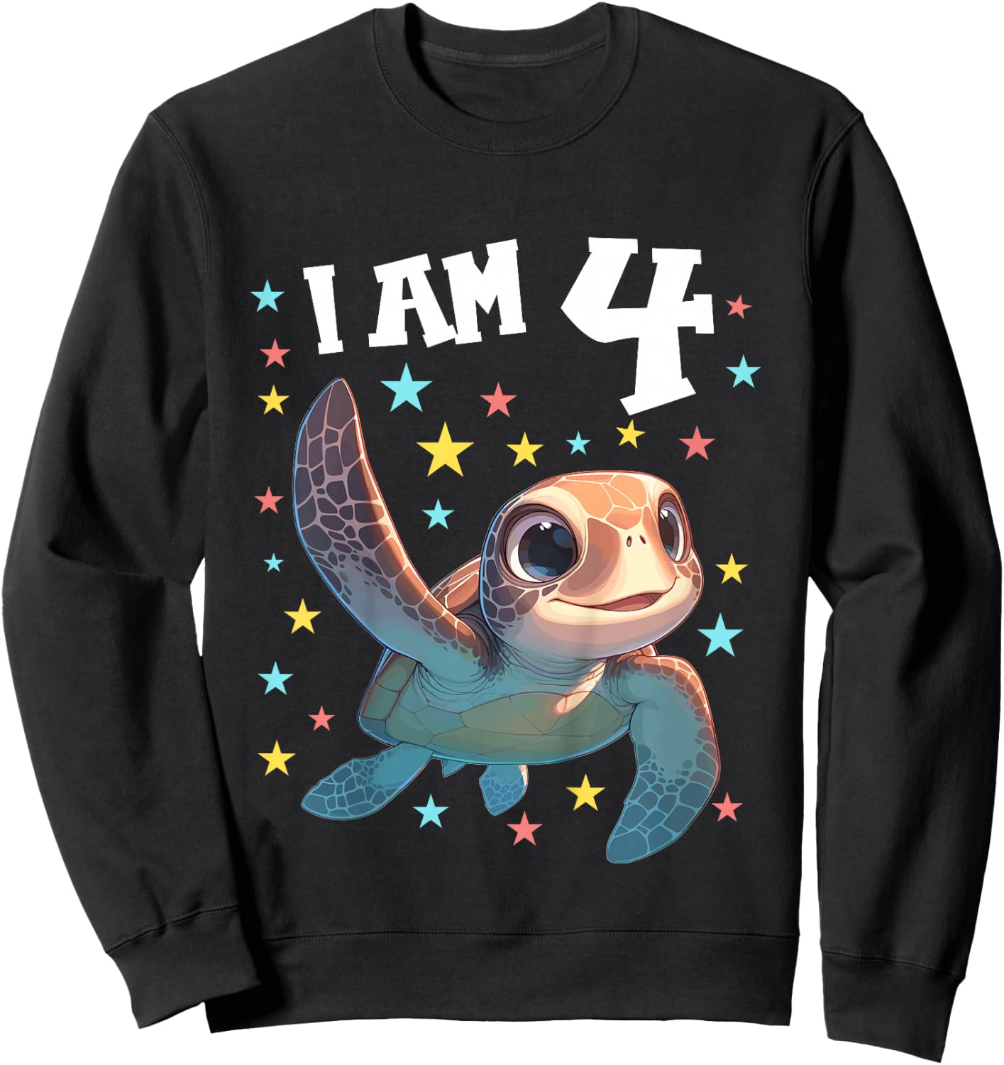 4 Years old 4 birthday Sea Turtles Boy Girl Sea Turtle Sweatshirt - Sweatshirt | Black
