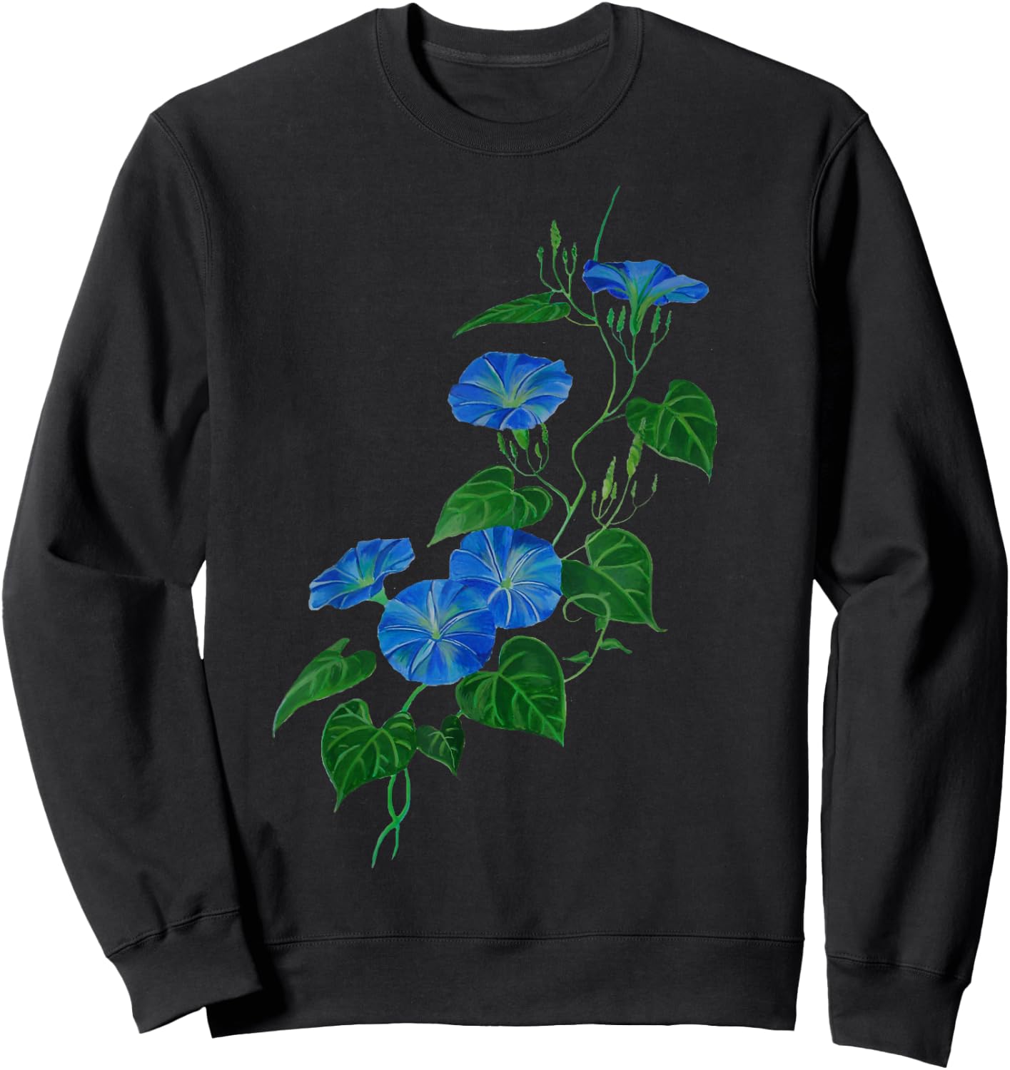 Victorian Style Morning Glory Wildflower Vine Sweatshirt - Sweatshirt | Black